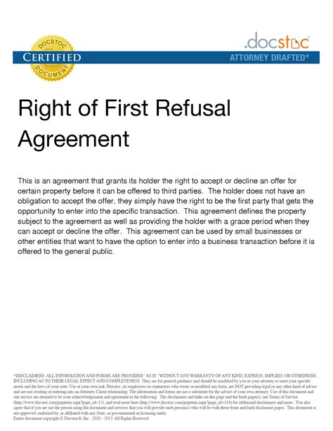 1St Right Of Refusal