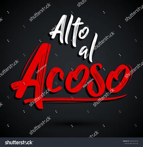 Alto Al Acoso Stop Harassment Spanish Text Vector Design Stock