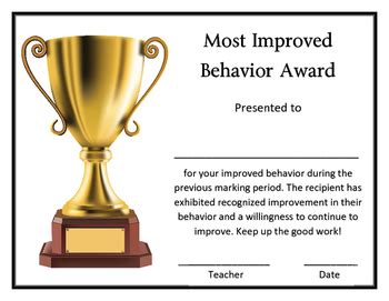 Child Most Improved Behavior Award