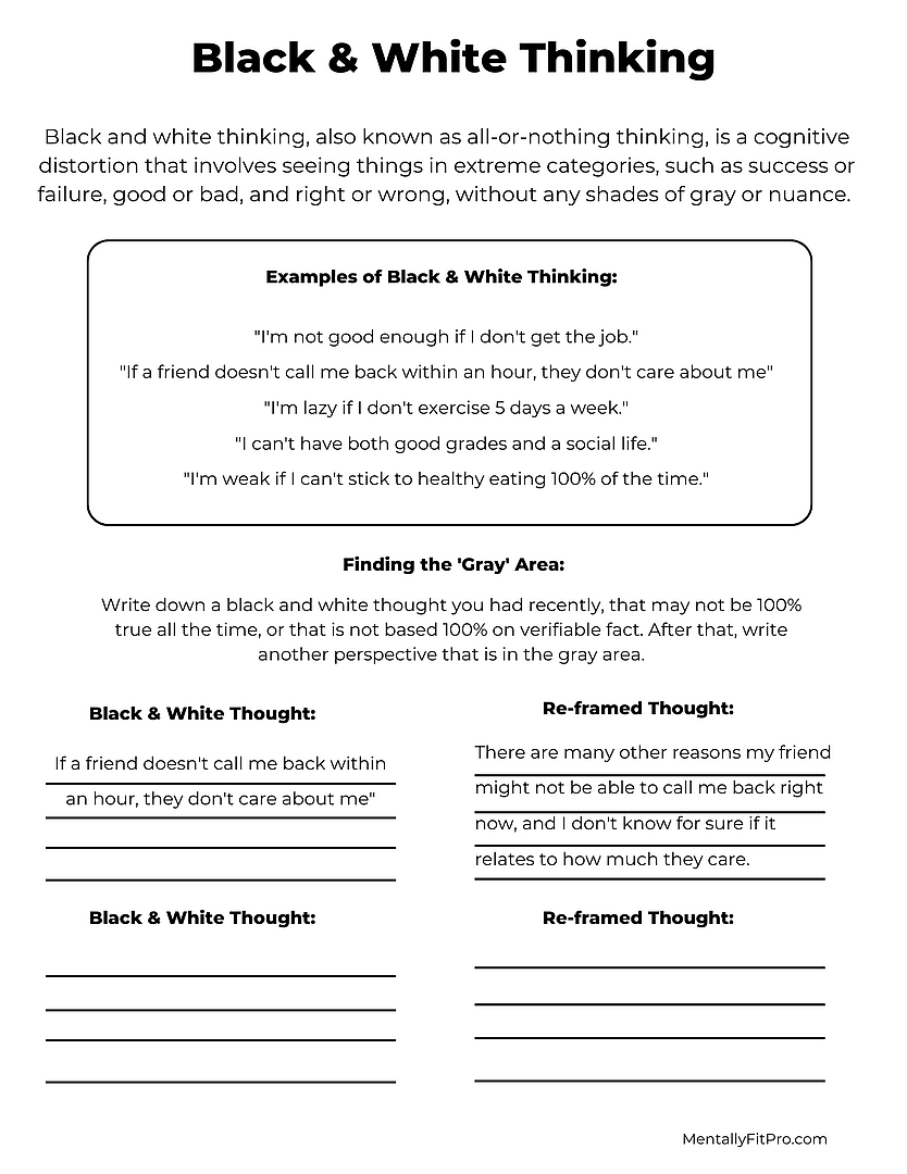 Cognitive Behavior Therapy Worksheets