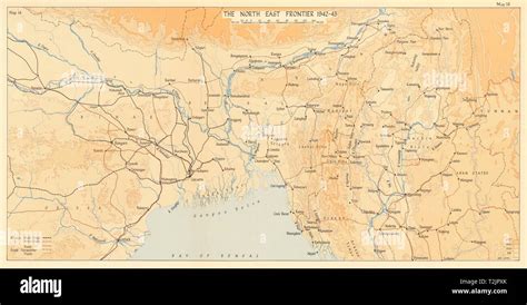 India North East Frontier 1942 43 Burma Campaign World War 2 1961 Old Map