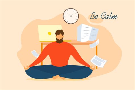 Man Be Calm Meditate Office Stress Relief 663349 Vector Art At Vecteezy