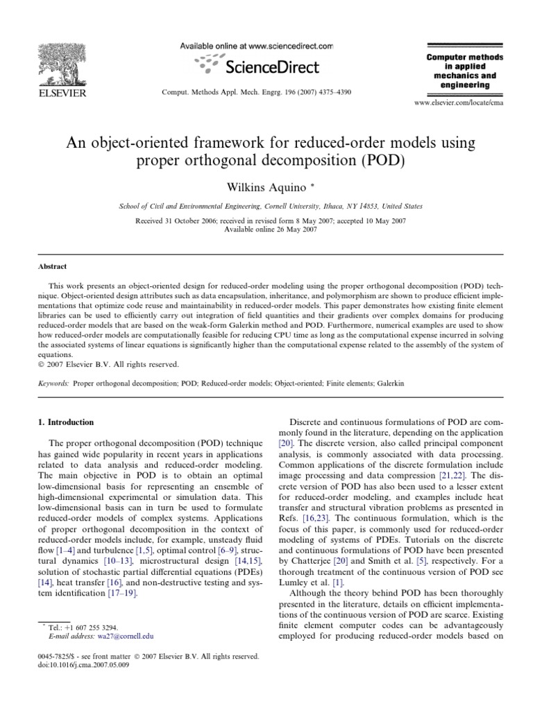 Offline Online Decomposition In Proper Orthogonal Decomposition Pod