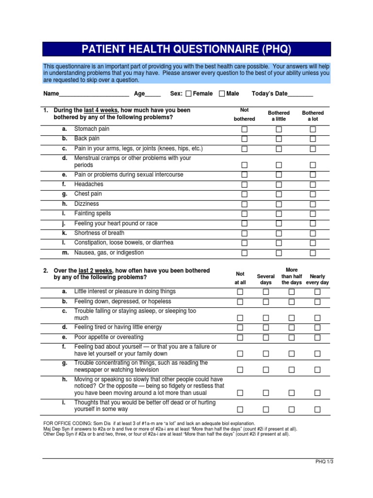 Patient Health Questionnaire And Generalized Anxiety Disorder Phq 9T