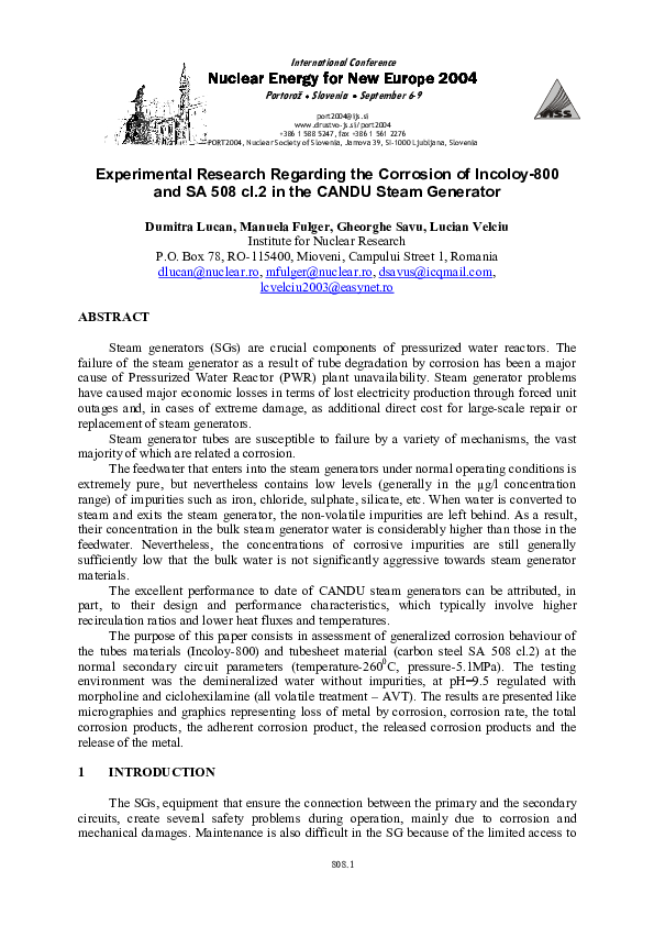 Pdf Experimental Research Regarding The Corrosion Of Incoloy 800 And