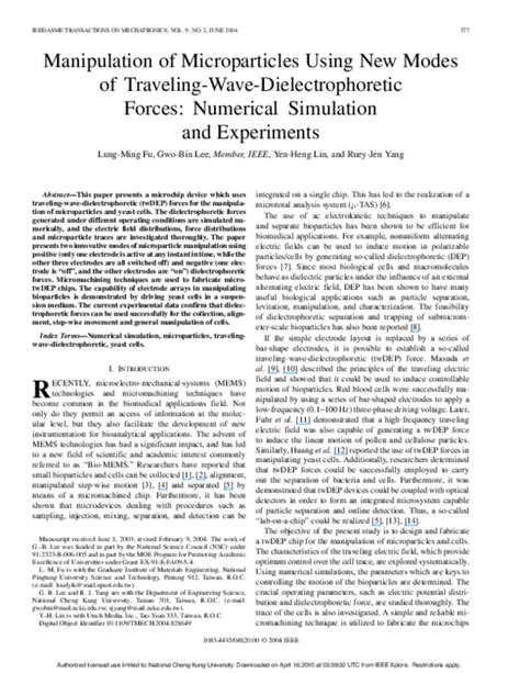 Pdf Manipulation Of Microparticles Using New Modes Of Traveling Wave