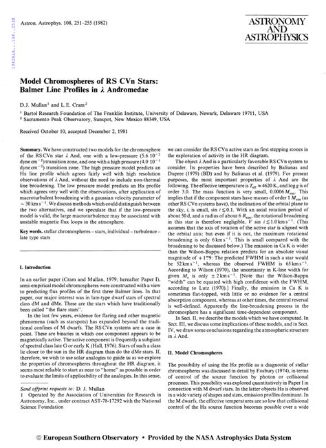 Pdf Model Chromospheres Of Rs Cvn Stars Balmer Line Profiles In