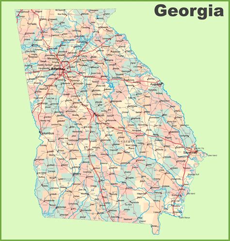 Printable Map Of Georgia Cities And Towns