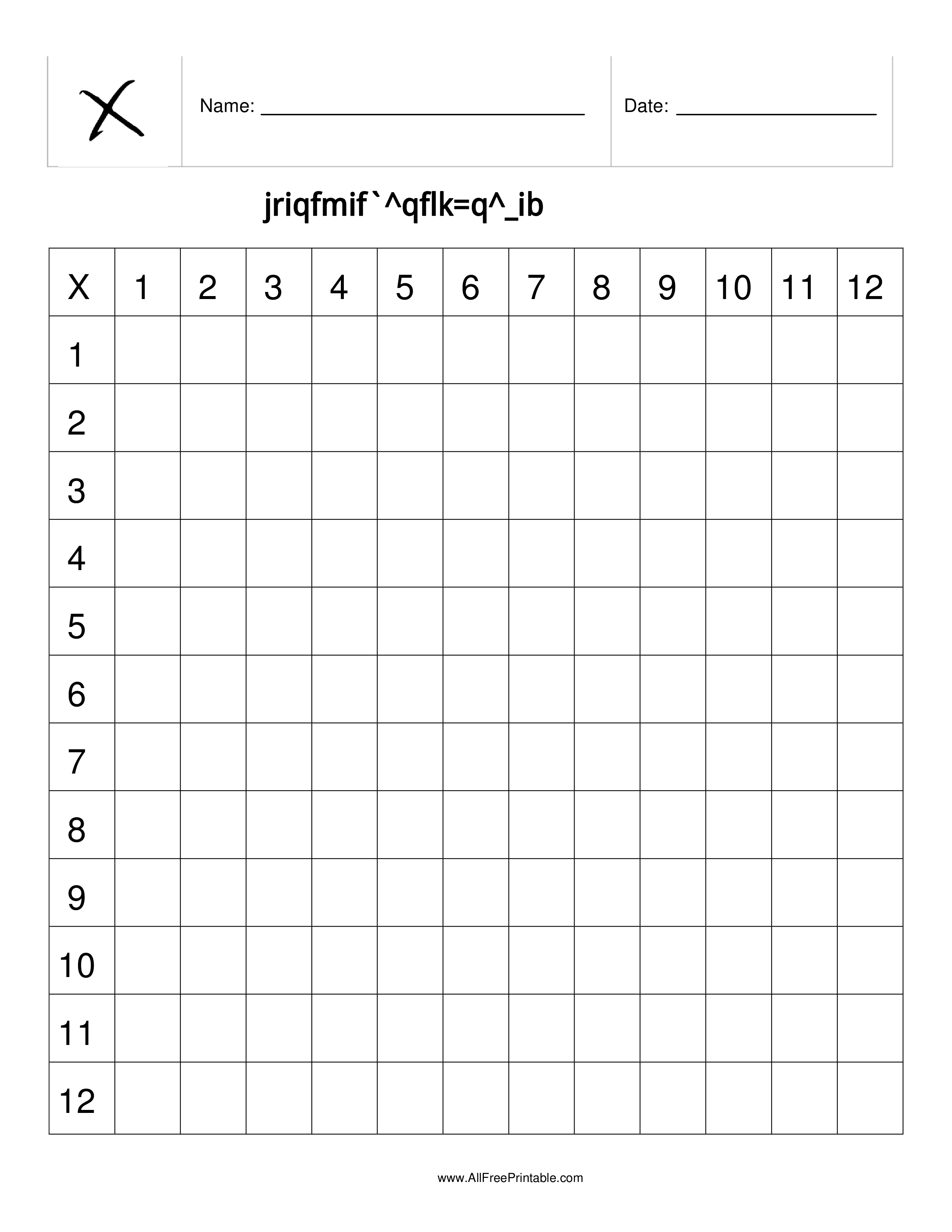 Printable Multiplication Table Worksheets