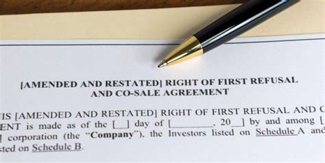 Right Of First Refusal And Co Sale Agreement Business Law Attorneys