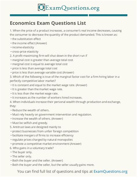 Sample Econ Test Questions