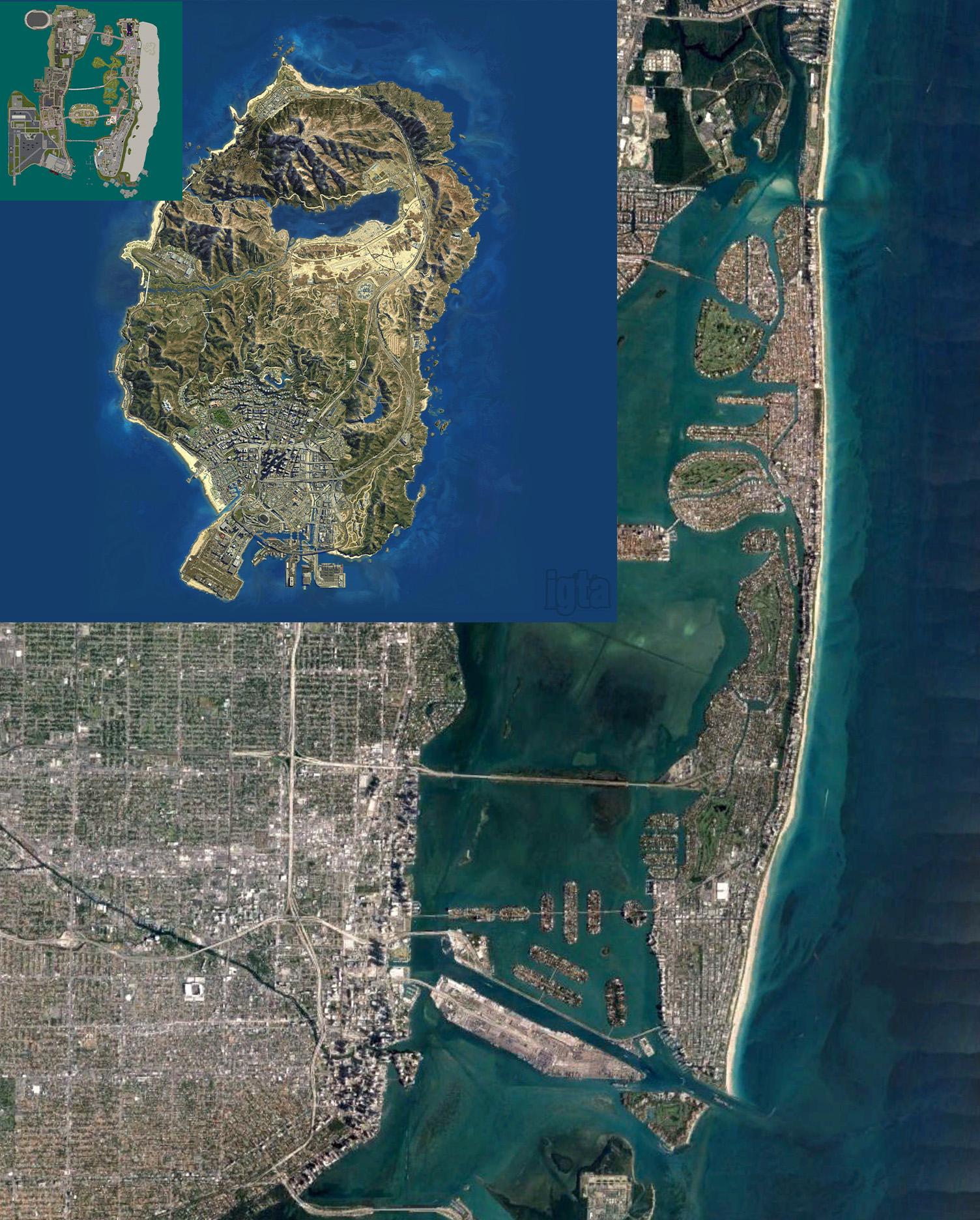 Size Comparison Of Vice City Map Gta V Map And Miami R Imagesofflorida