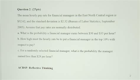 Solution The Mean Hourly Pay Rate For Financial Manager Is 32 62 And