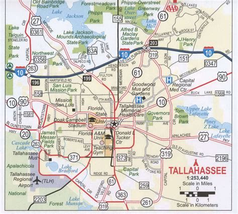 Tallahassee Fl Road Map Free Map Highway Tallahassee City Surrounding Area