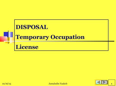 Temporary Occupation License Tol