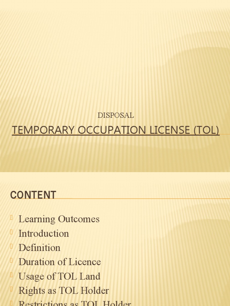 Temporary Occupation License