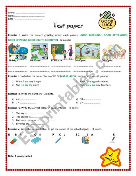 Test Paper Esl Worksheet By Irina Dumitrascu