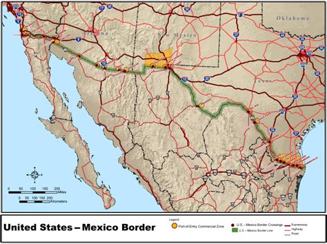 Us Mexico Map: Border Details