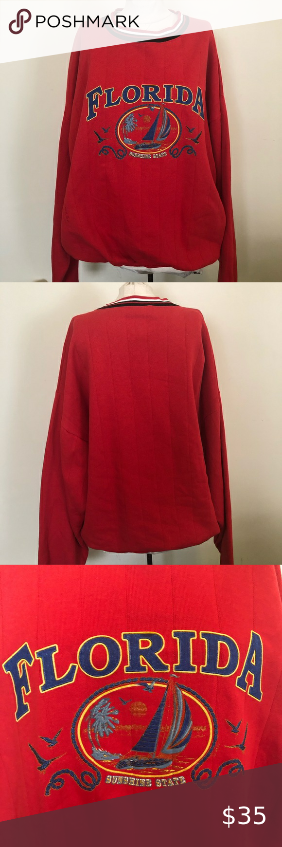 Vintage Florida State Oversized Red Sweatshirt Red Sweatshirts