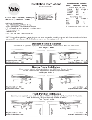 Yale 4400 Door Closer Installation Instructions Manualzz