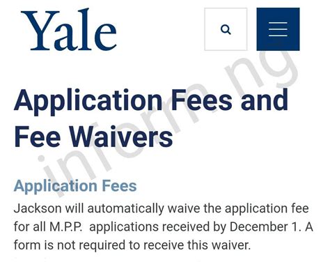 Yale Application: Fee Waiver Options