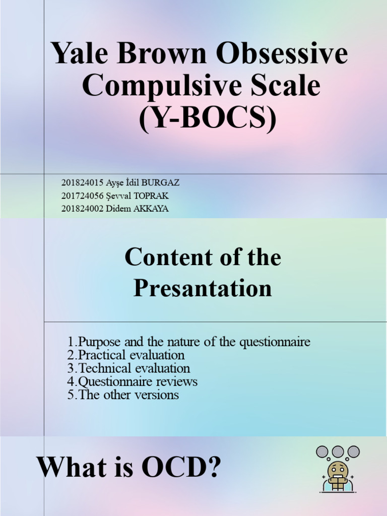 Yale Brown Obsessive Compulsive Scale Pathways Institute